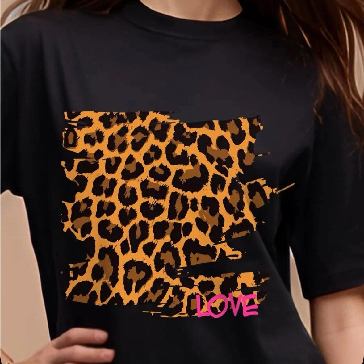 New Arrival Women s Retro Leopard Print Cotton T-shirt: Stylish & Comfortable 2XL
