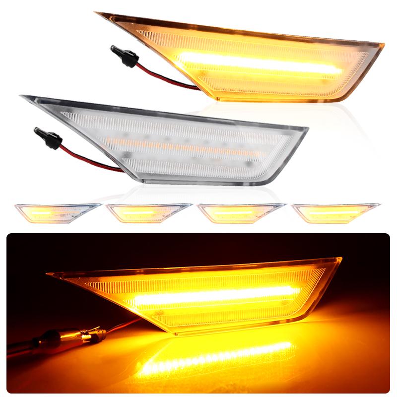 2PCS For 10th generation Honda Civic 2016-2020 Clear & Smoked LED Side Blinker Indicator Marker Light Black Smoked Lens