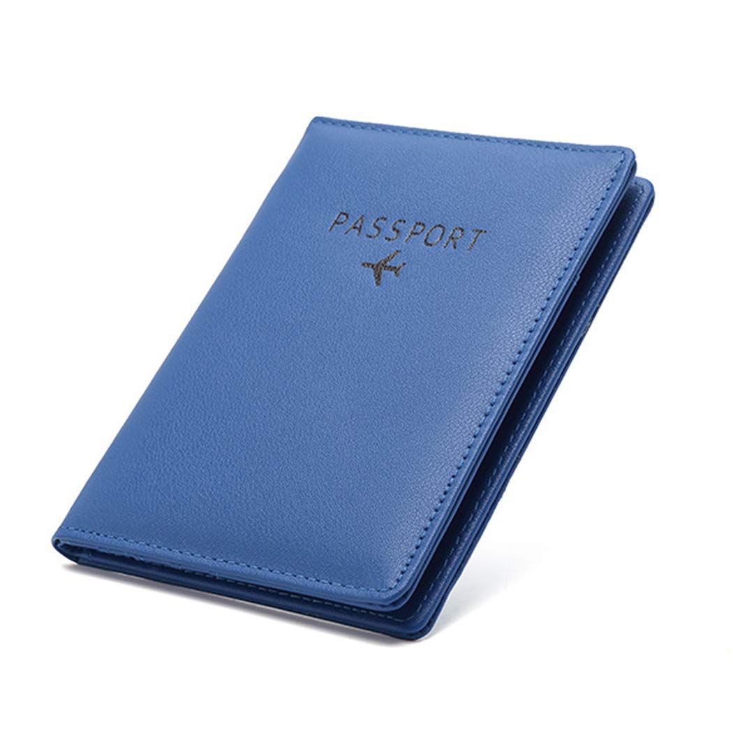 

FUKUSHOP Держатель для паспорта Дорожный кошелек из премиальной ПУ кожи Защита от скимминга Обложка для паспорта для международных путешествий с местом для хранения синий