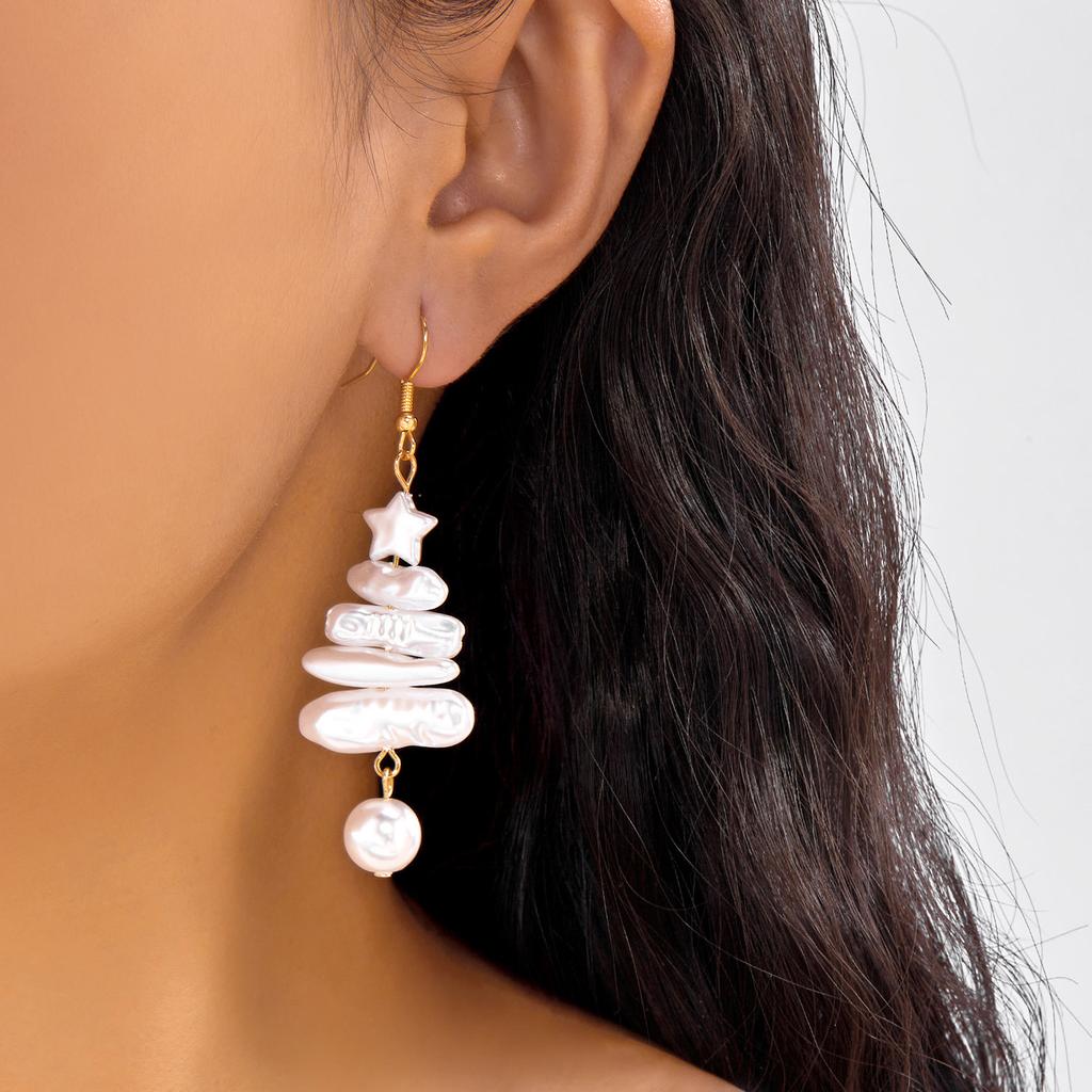 European and American Christmas Tree Star Earrings Baroque