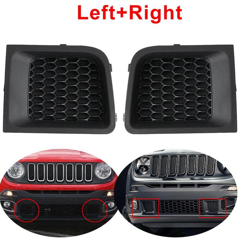 ABLZ-1 Pair Front Bumper Grill Ert Bezel Cover 5XB62LXHAA 5XB63LXHAA For 2015- Jeep Renegade