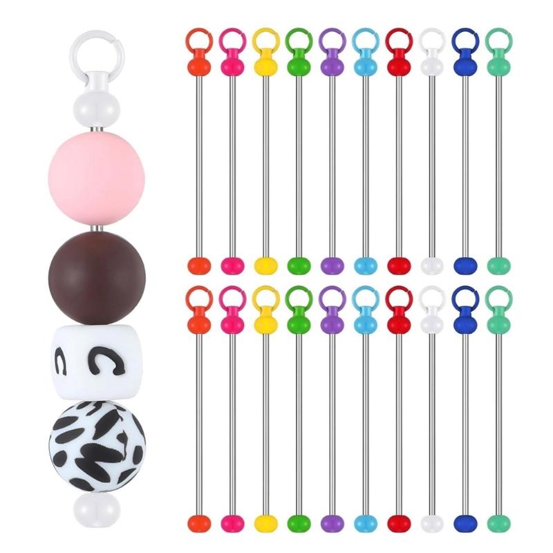 Colorful Beaded Keychain Set Metal Keyring Jewellery Making Personalize Your Style Craft Bead Keychains Christmas Gift