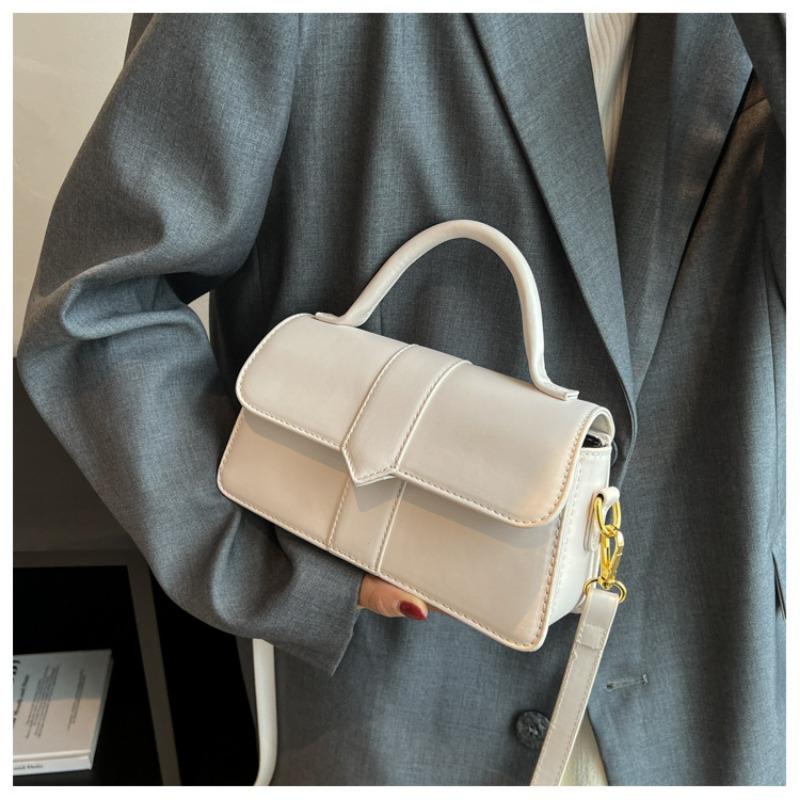 New solid color simple retro texture exquisite portable embroidery thread niche versatile single shoulder crossbody small square bag