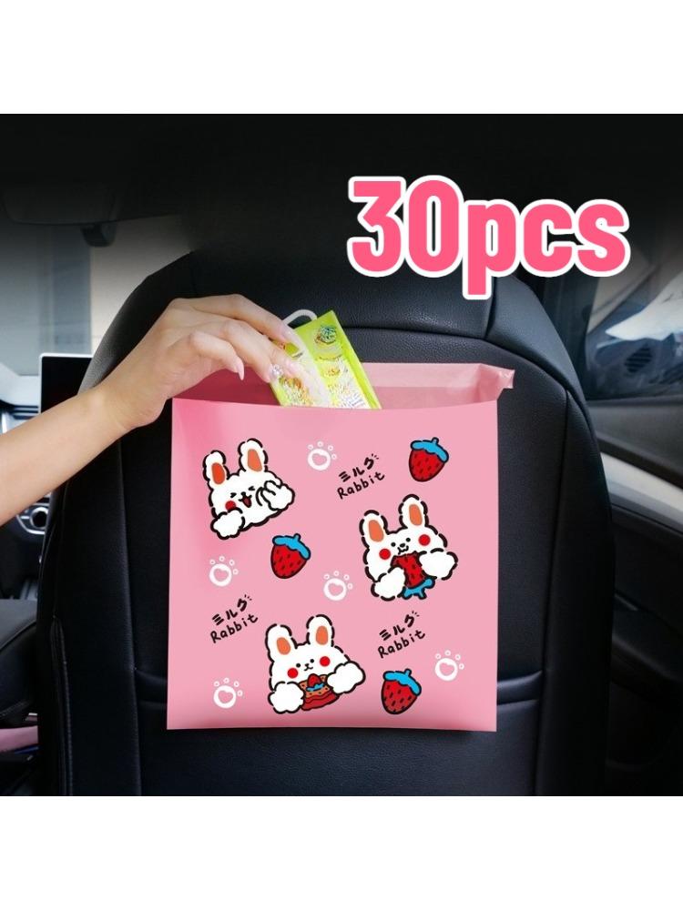 

30pcs Car Garbage Bag Easy To Stick Disposable Portable Bag Waterproof and Leak Proof Barf Vomit Bag, Self-adhesive Cleaning Bag