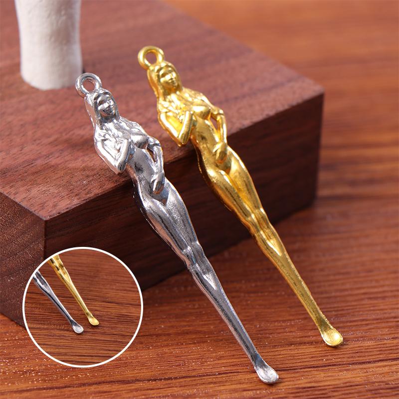 Gold/Silver Brass Ear Cleaning Spoons – Portable Ear Wax Removal Curette with Keyring for Personal Beauty and Hygiene