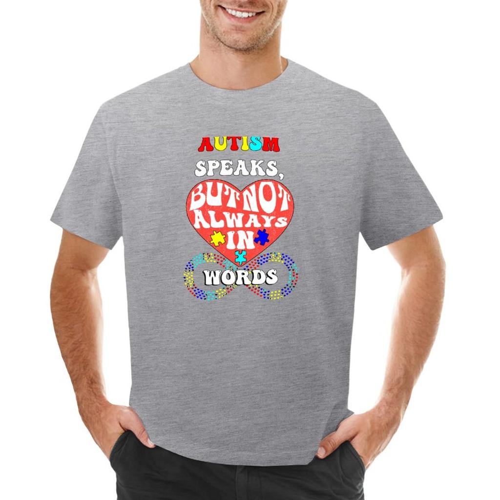 Autism talar, men inte alltid med ord T-shirt för autismmedvetenhet sommarkläder Unisexkläder