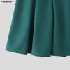 INCERUN Two Pieces Men V Neck Thin Sleeveless Vest and Pleated Shorts Clothing Sets