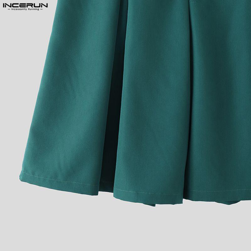 INCERUN Two Pieces Men V Neck Thin Sleeveless Vest and Pleated Shorts Clothing Sets