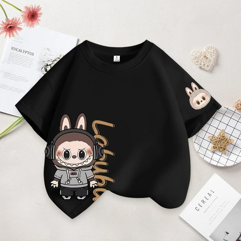 Kreslená grafika Dětská Dámská LABUBU Potištěné Tričko Léto Dámská Móda Dívčí Tričko s Krátkým Rukávem Top Pulovr Oblečení