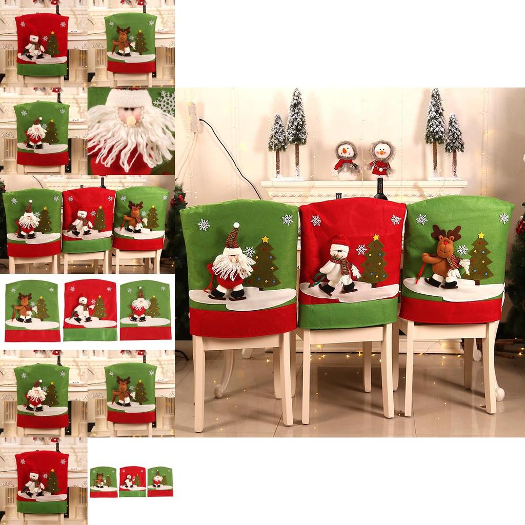 Festligt 3D Julstolsöverdrag med Bedårande Ren Santa Snögubbe Design