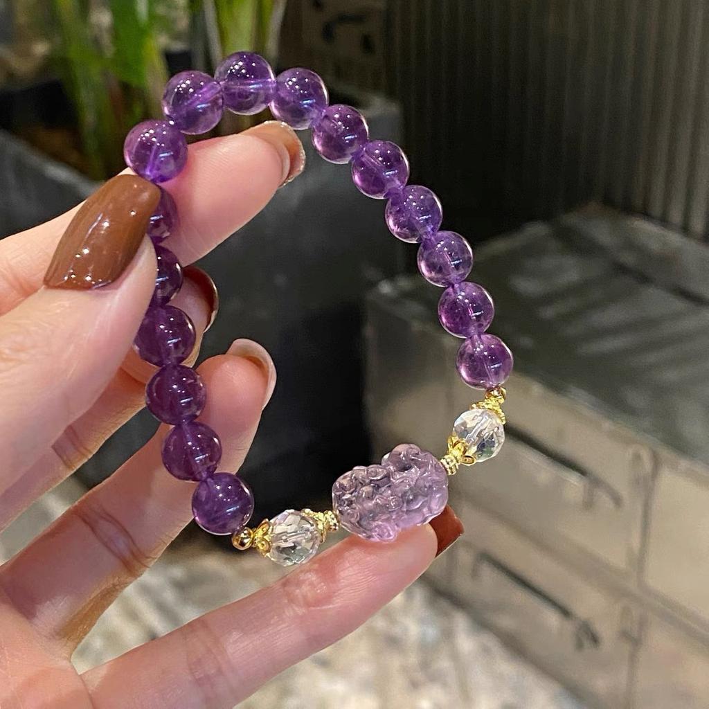 Originaler natürlicher uruguayischer Amethyst-Armband, Amethyst Pixiu-Armband, leichter Luxus-Mode, beliebt bei japanischen und koreanischen weiblichen Livestreamern
