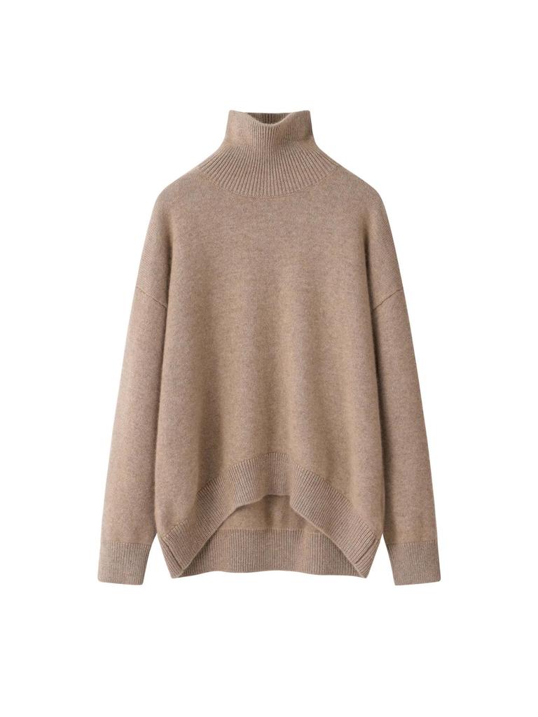 Sweter z czystej kaszmiru na jesień/zimę 2025, z półgolfem, luźny krój