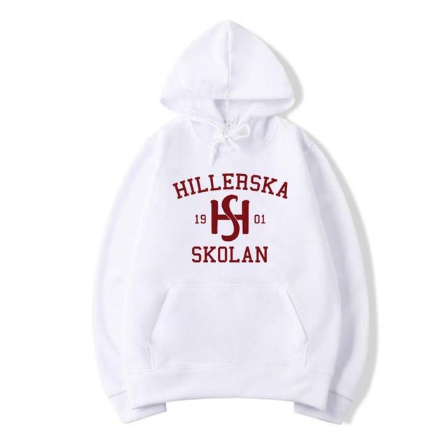 

Толстовка з капюшоном Hillerska Skolan для молодих королівських сімей Hillerska Skolan, унісекс, толстовка з капюшоном, графічні толстовки, пуловер з довгими рукавами, топи для телешоу M білий