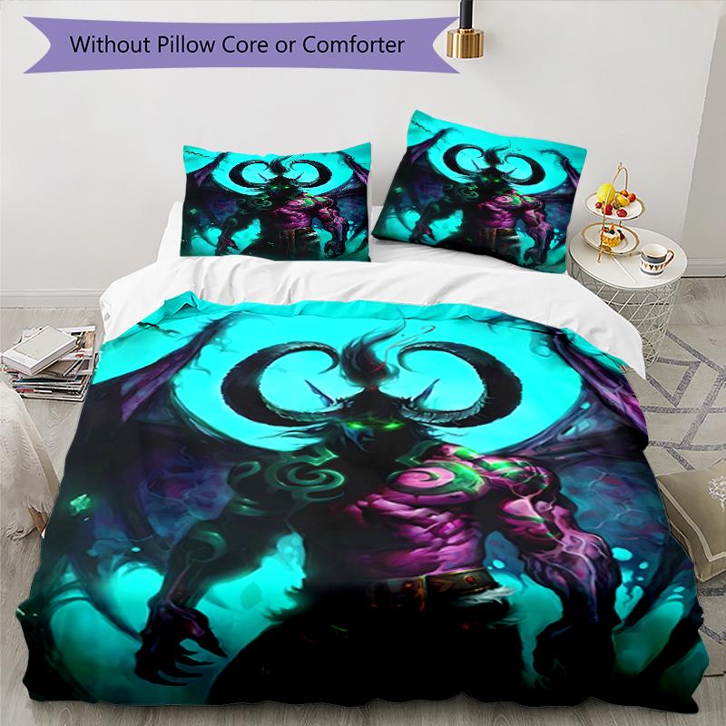 3pcs World of Warcraft Characters2 Pattern Bedding Set Duvet Cover Set Includes Duvet Cover &pillowcases, Perfect All Season Bedroom Decoration & Gift