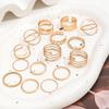 16-Piece Gothic Cross Adjustable Multi-Joint Ring Set for Women