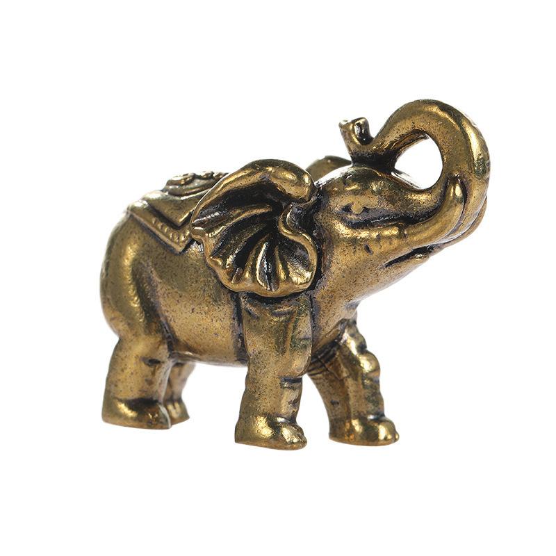 1Pcs Brass Elephant Tea Pot Incense Holder Desk Decoration Solid Copper Statue Figurines Antique Elephant Ornament