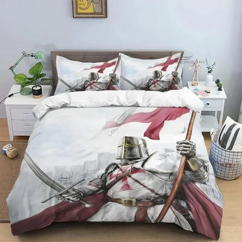 Medieval Knights Templar Patterns Supplies Set Duvet Cover Set Bedding Sets Adults Bed Pillowcases No Filling Birthday Gifts
