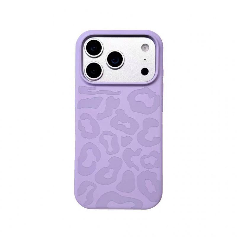 Silicone Leopard Print Phone Case for iPhone 14/15/16/17 Pro Max - Fashionable & Protective Cover