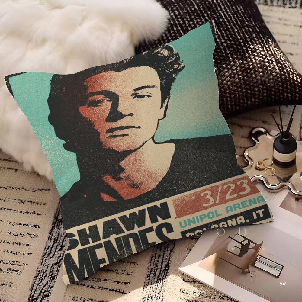 S-Shawn Mendes Populär Sångare Kudde Anime Kudde Soffa Säng Huvudkudde Överdrag Kuddfodral 45x45 cm Mode