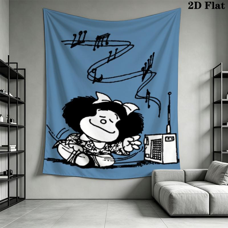 Mafalda Wall Tapestry Aesthetic Wall Hanging Printed Fabric Blanket Decorative Tapestries for Bedroom Living Room Home Decor