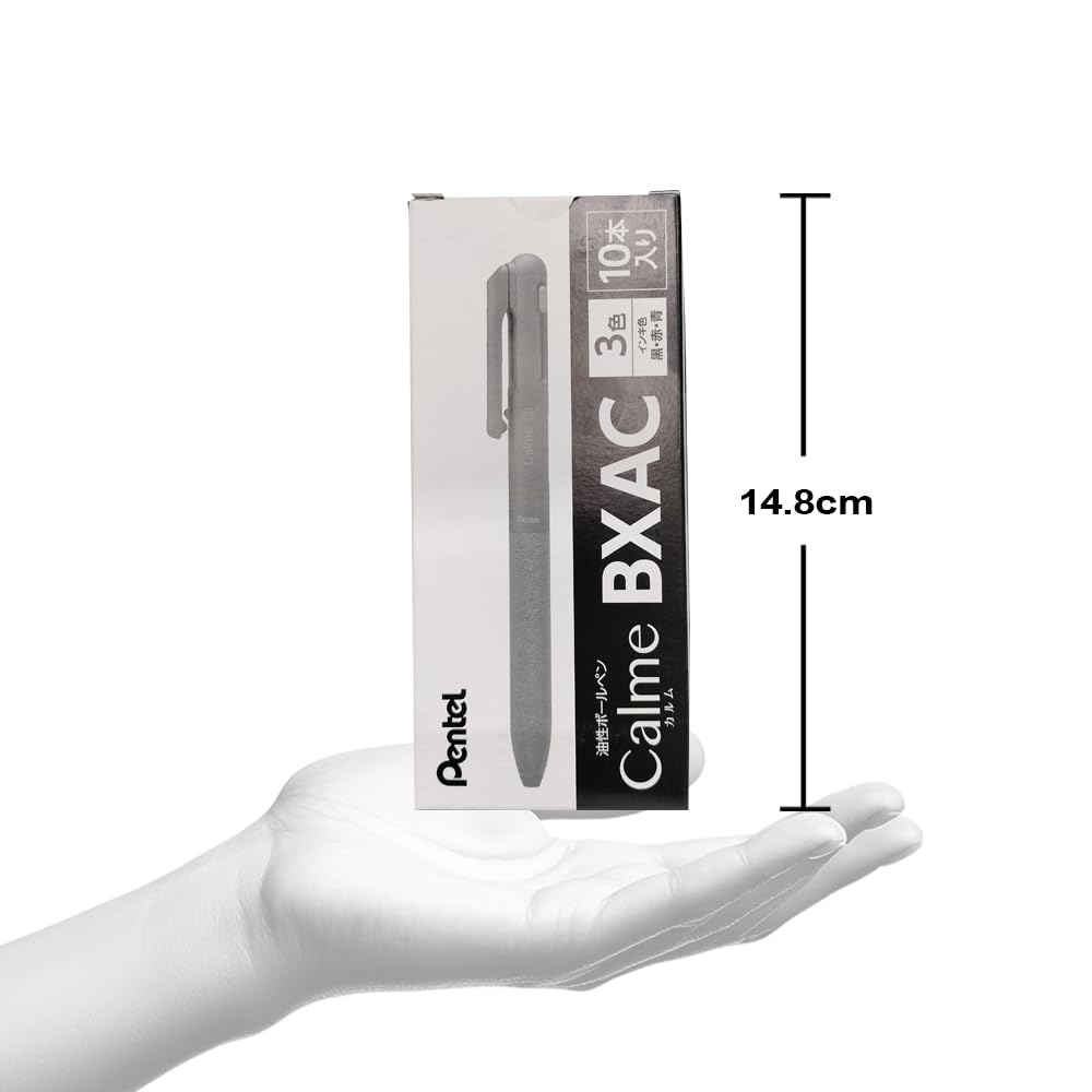 Pentel Calme 3-Color Ballpoint Pen, 0.7mm, Black, 10-Pack, BXAC37A