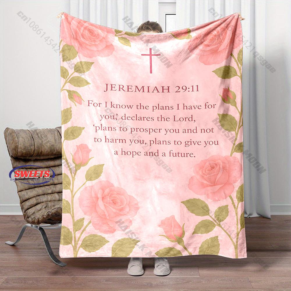 2026 New Christian Bible Verse Print Blanket Warm and Soft Home Travel Blanket Sofa Bedding Cover Blankets Nice Gift for Friends