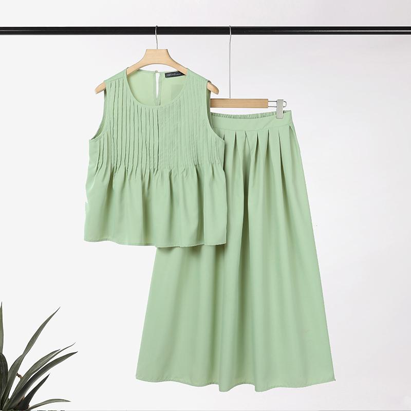 ZANZEA Women Summer Tank Tops and Long Skirts Casual Two Piece Suit Sets