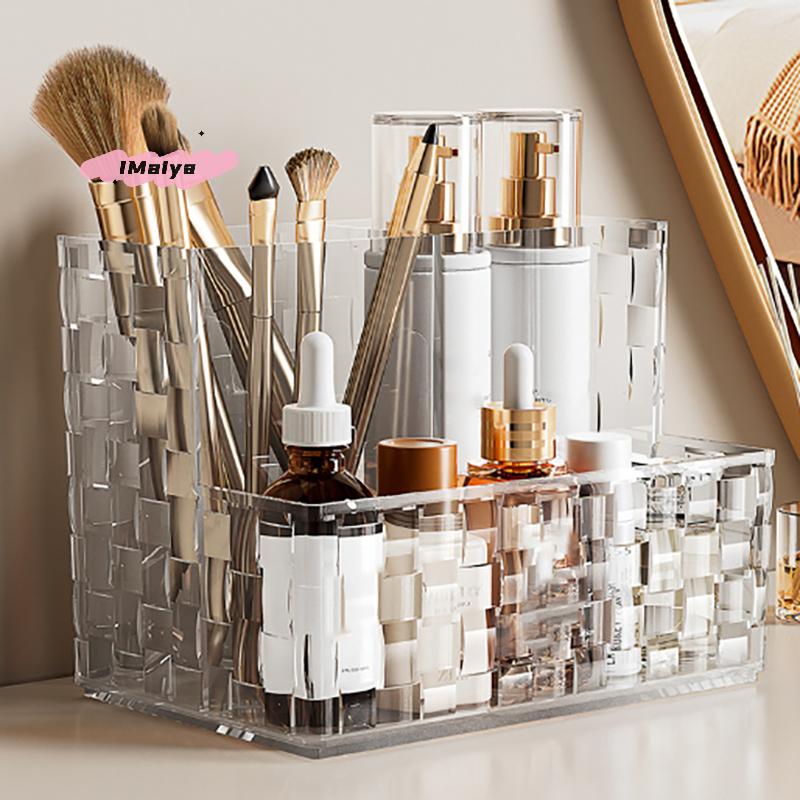 M-Light Luxury Transparent Desktop Organizer Box Multi-grid Large Capacity Makeup Storage Remote Control Holder Cosmetic Box
