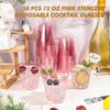 50pcs Pink Plastic Cups 12oz Disposable Stemless Wine Glasses for Cocktail Cute Clear Cocktail Wine Glasses Pink Party Cups