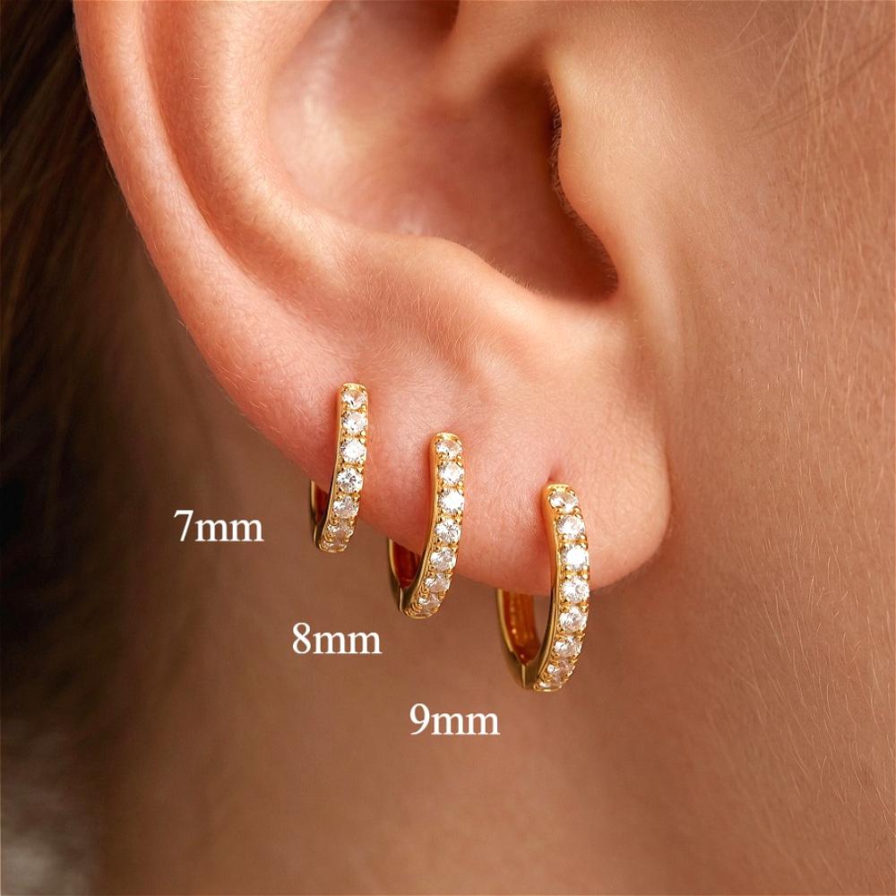Mariasz Minimalist 5-9mm Copper Dainty Hoop Earrings Classic Crystal Zirconia Small Helix Tragus Gold Color Jewelry for Women