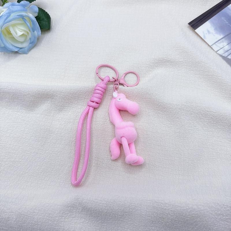 Kreskówkowy Uroczy Flokowany Kucyk Breloczek Zodiakalny Koń Wisiorek Breloczek Dekoracja do Powieszenia na Plecak Maskotka Roku Prezenty