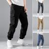 Pantaloni Cargo da Uomo Coulisse Vita Elastica Tinta Unita Tasche Multiple Caviglia Elasticizzata Larghi Pantaloni Sportivi Abbigliamento Quotidiano Pantaloni Casual