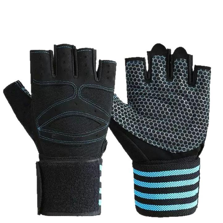 Guanti Fitness Unisex Senza Dita Antiscivolo con Protezione per Polso per Allenamento con Manubri e Trazioni