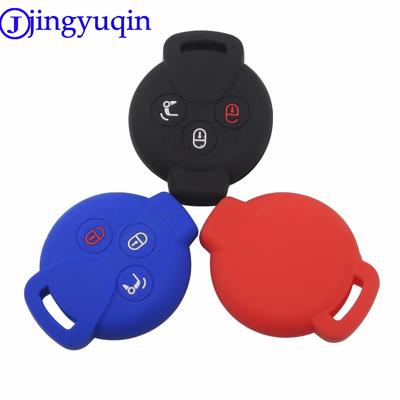 Jingyuqin Afstandsbediening 3 Knoppen Siliconen Auto Sleutelhoes Cover Voor Benz Smart Auto City Roadster Twee Vier Shell Huid Bescherm