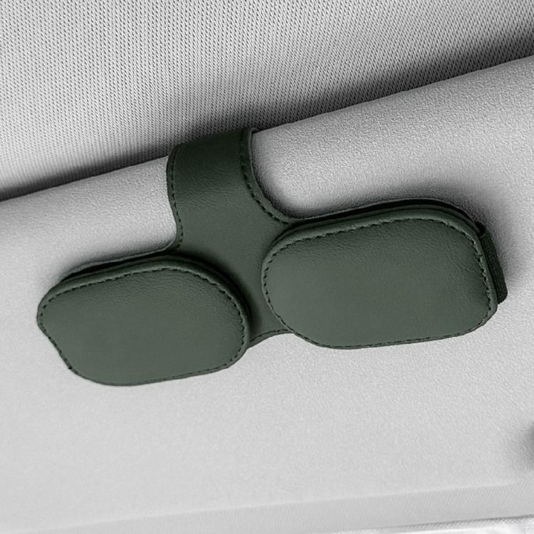 Multifunction Leather Sunglasses Card Holder Car Sun Visor Glasses Mount Hanger