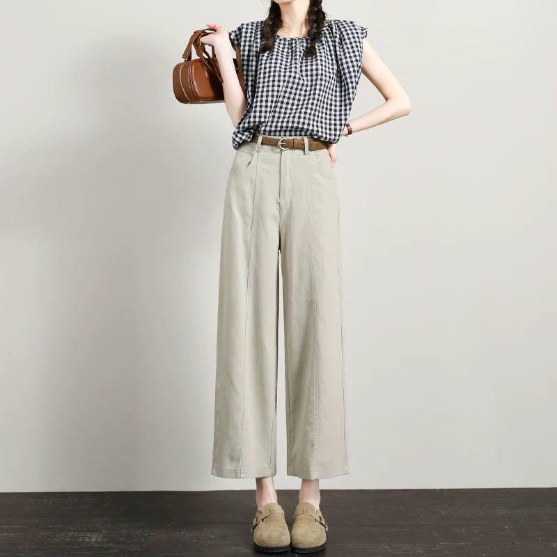 

Women s High-Waisted Ice Silk Straight-Leg Pants - Spring/Summer 2026 Collection 2XL / 125-135 lbs