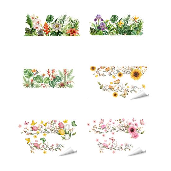 Green Potted Plants Wall Stickers Peel And Stick Floral Plants Vines Wall Art Decor for Living Room Bedroom Office