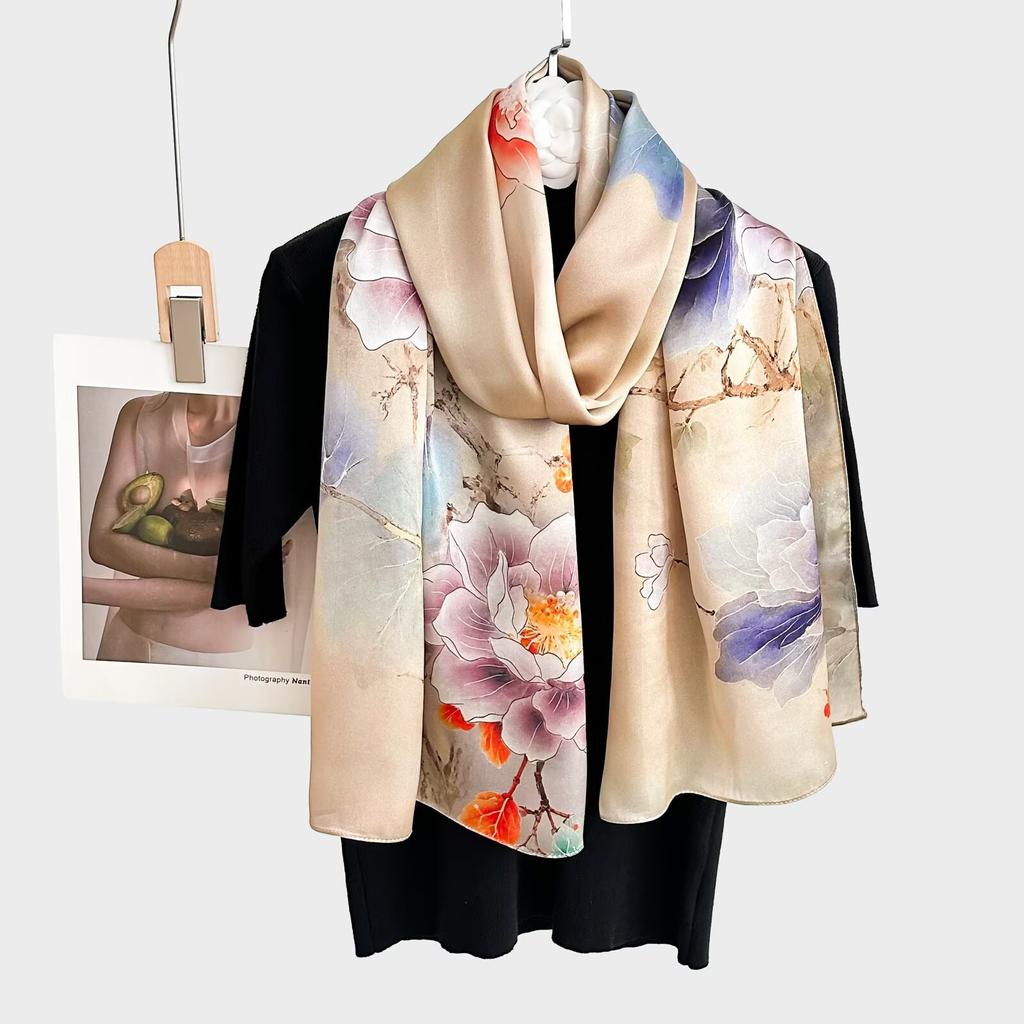 100% Pure Real Silk Scarf Women Neck Shawls Wraps Foulard Scarves Pashmina Female Hijab Bandana Kerchief Luxury Schals Bufandas