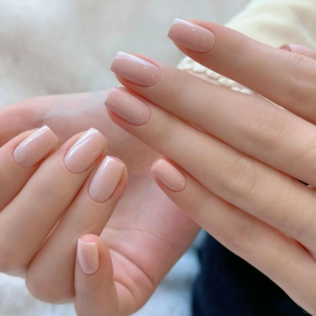 Глянцевые светло-розовые съемные наклейки для накладных ногтей