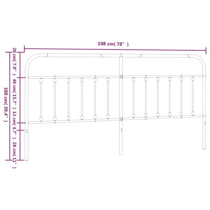 VidaXL Tête de lit métal blanc 193 cm 352664