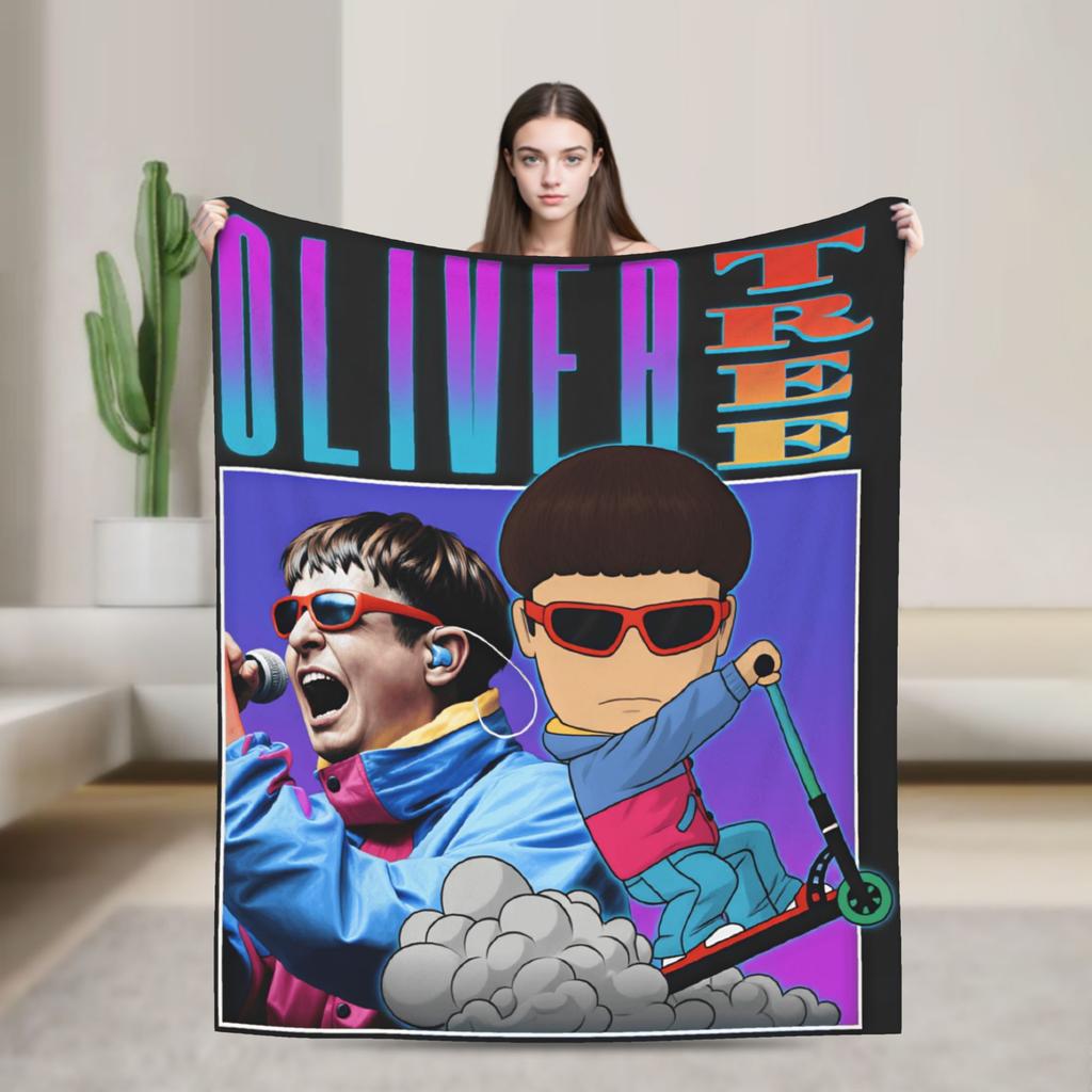 Oliver Tree Retro Art Design Throw Blanket Cozy Funny Blanket  For Living Room Camping Flannel Bedspread Bed Cover