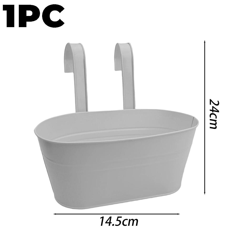 

4/1PCS Railing Hanging Basket Pot for Garden Fence Balcony Iron Bucket Planter Flower Pots with Detachable Hooks Drainage Holes білий