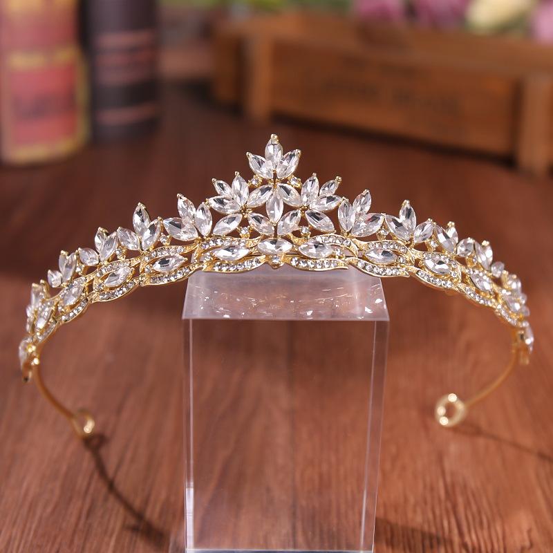 Kristallblatt Braut Diadem für Damen Strass Hochzeitskrone Silber Gold Roségold Haar Accessoires für Braut Abschlussball Schönheitswettbewerb