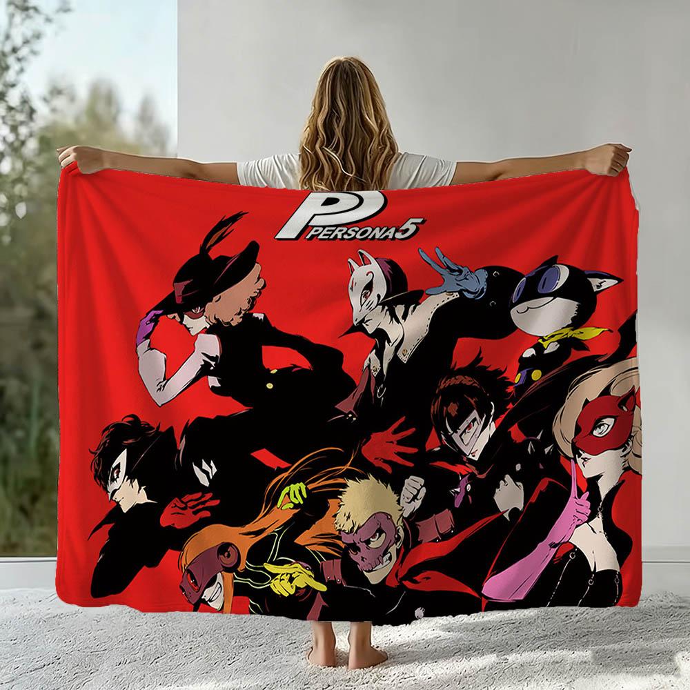Game P-Persona-a 3 4 5 Royal Anima 3D Flannel Blanket Soft Throw Blanket Art For Home Decor Bedroom Bed Sofa Picnic Fans Gift