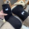 1/3pairs Cute Cat Patterned Thickened Mid-Calf Socks Autumn Winter Warm Mink Coral Velvet Homewear Sleep Floor Soft Sock Sox