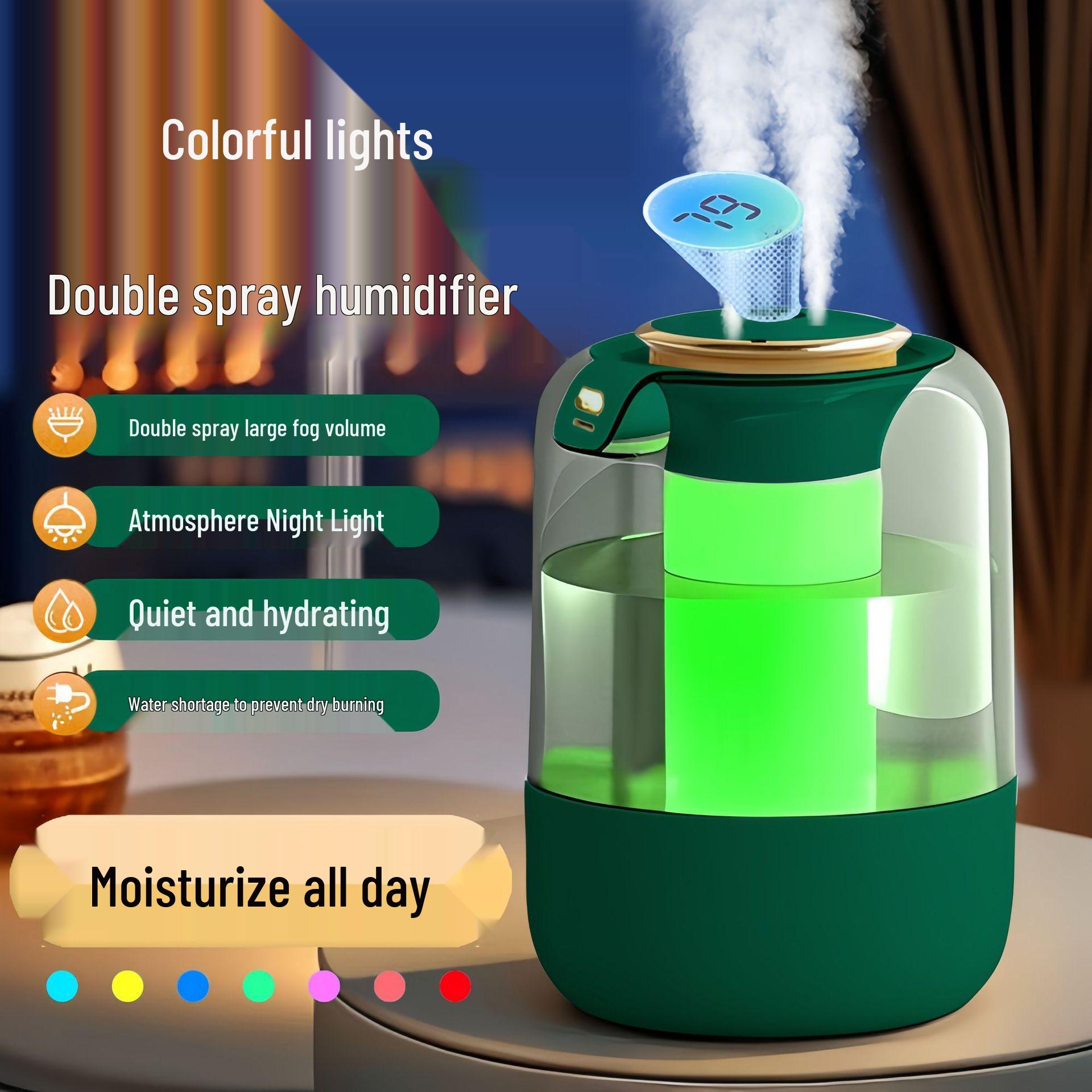 

2025 Тихий Большой Увлажнитель Воздуха с Туманом для Дома и Спальни, Безопасный для Беременных Женщин и Младенцев 136 x 136 x 196 mm + TC Power Supply