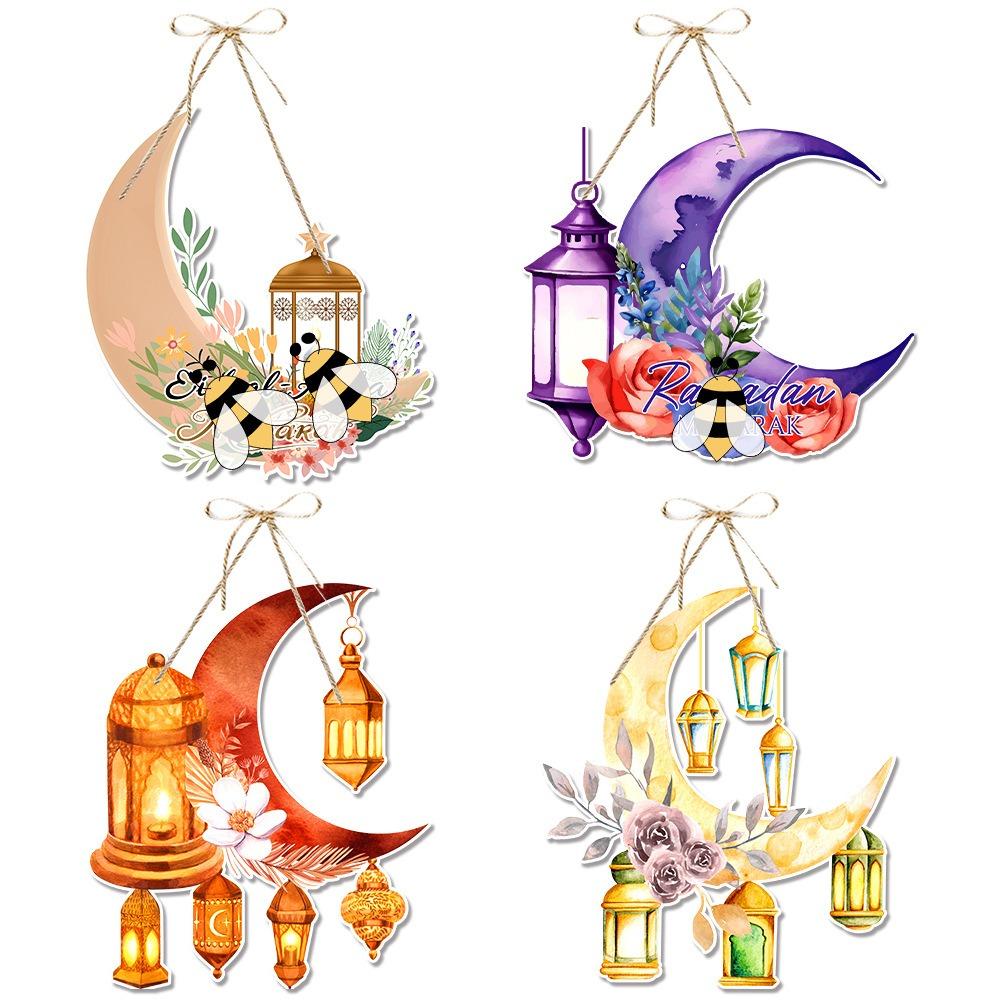 

4 шт. Фестиваль Ид Мубарак Настенное украшение Бумага Рамадан Карим Дверная табличка Праздничные принадлежности для вечеринки 4pcs