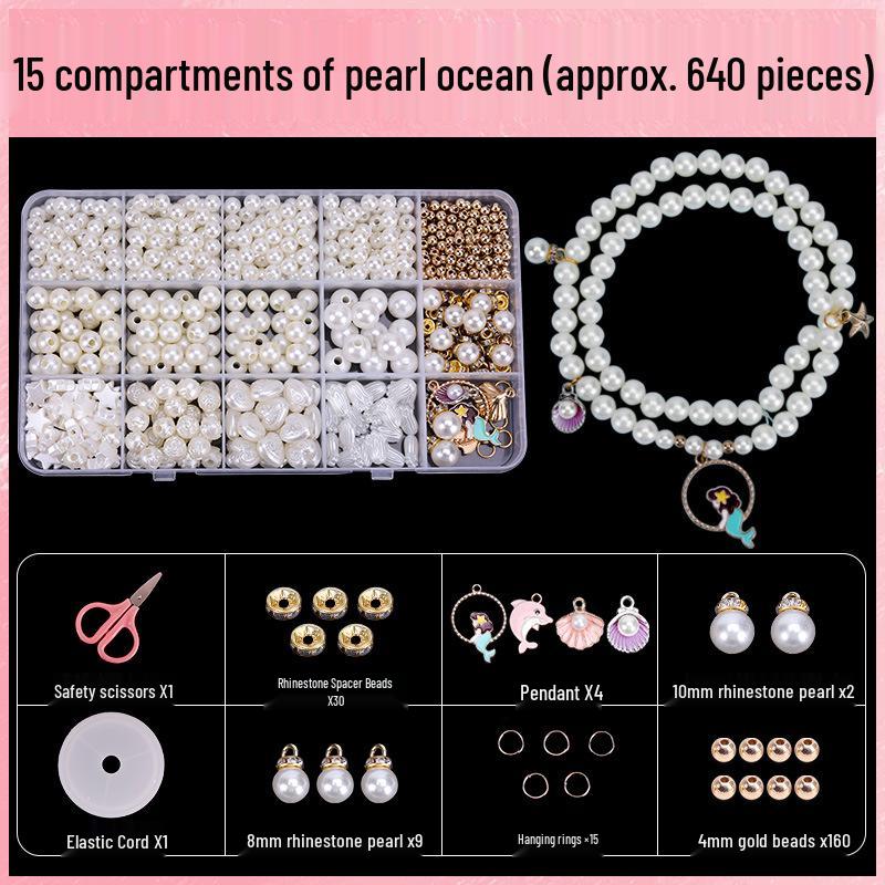 DIY Handmade Beading Kit: Pearl Bracelets and Necklace Accessories for Girls