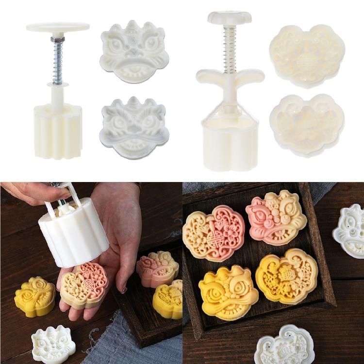 Hand-Pressure Moon Cake Mold Lion/Latches Shape Cookie Stamps Mooncake Makers