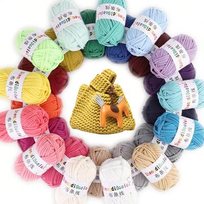 100g Filo a Striscia di Tessuto Colorato ad Alta Elasticità Fai da Te Maglia Fatta a Mano Uncinetto Borsa Tessuta Coperta Tappetino per Bambola Cestino per Pantofole linea Ma